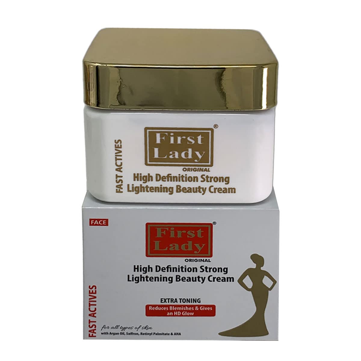 First Lady High Definition Brightening Face Cream – Retinol, Kojic Acid & AHA Cream for Dark Spots, Hyperpigmentation & Uneven Skin Tone – Argan Oil & Saffron Moisturising Face & Neck Cream 250ml