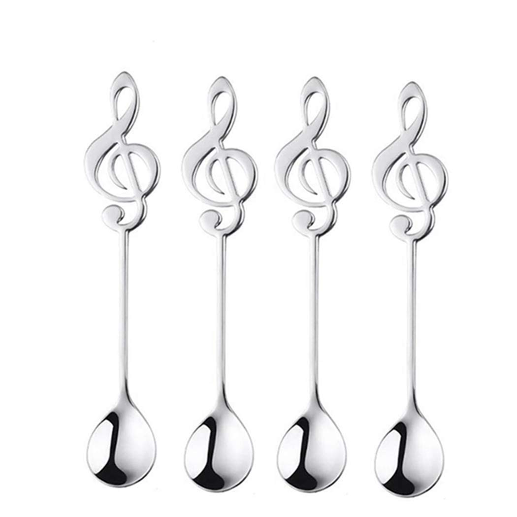 JUSTDOLIFE 4PCS Dessert Spoon Decorative Musical Note Mixing Spoon Coffee Spoon for Home