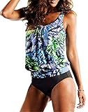 Happy Sailed Women Strappy 2 Piece Padding Fashion New Tankini Bikini Bottoms, X-Large Green