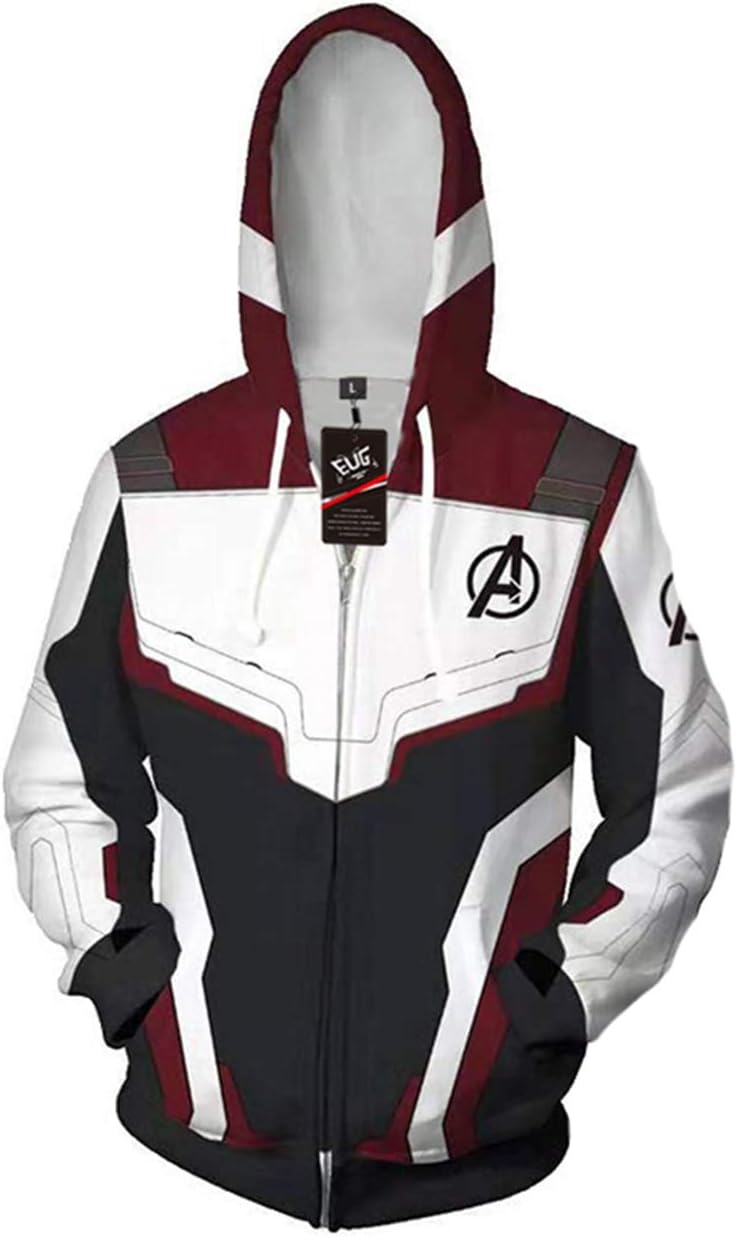 Superhero Zipper Jacket Advanced Tech Sweatshirt Cosplay Hooded Pullover End Game Sweatshirt XL