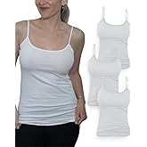 MISS POPULAR Women's 4-Pack Camisole Tank Tops Basic Undershirt with Adjustable Spaghetti Straps,Sizes XS-2XL