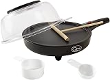 Quest 34400 2-in-1 Popcorn & Crepe Maker 8 Inch Non-Stick Pan Black/Transparent