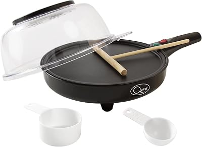 Quest 34400 2-in-1 Popcorn & Crepe Maker 8 Inch Non-Stick Pan Black/Transparent