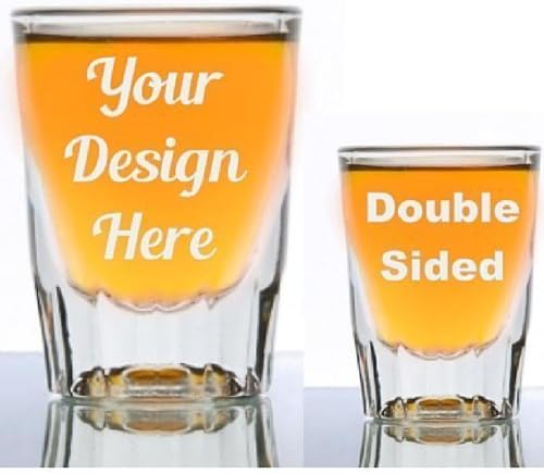 1.5 oz Custom Fluted Shot Glass - Glass Etched Personalized Shot Glass - Double Sided - Tequila Shot Glass