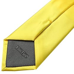 KissTies Mens 100% Silk Sunflower Yellow Tie Solid