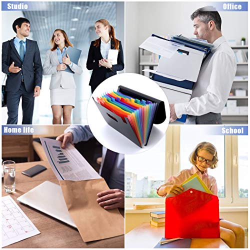 Ordner A4/Dokumentenmappe A4, Ordner mit 12 Taschen, A4-Dateien, Akkordeon-Dokumentrechnung, Papierkram, Aufbewahrungsmappen für den Schreibtisch mit farbiger Registerkarte