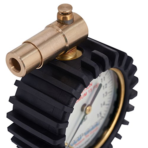AccuGage Fat Bike Presta Valve Low Pressure Bicycle Tire Gauge, 15psi