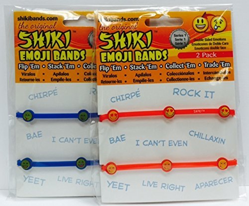Shiki Emoji Bands 2 Packages of 2 Bracelets (Set of 4 assorted styles and colors)