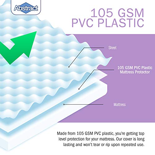 Abstract Vinyl Full Mattress Protector Zipper Closure Style - Best to Protect Your Bed from Spills, Accidents and Damage - 100% Waterproof Plastic - in Twin and Cot Size White (39" X 75")