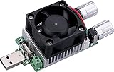 Yeeco 15W Adjustable USB Load Tester Board, DC 3-21V 3A Load Battery Tester, Constant Current Load Discharge, Electric Resistance Resistors for Power Monitor Mobile Charger Tester with Heatsink Fan