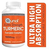 Turmeric Curcumin Softgels, Qunol with Ultra High Absorption 1000mg, Joint Support, Dietary Supplement, Extra Strength, 60 Count