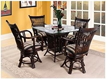Bali 5 Pc Rattan Game Table Set in Coffee Bean (641)