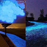 Glow Pebbles,200 Pcs Glow in the Dark Garden Pebbles Stone for Walkways Yard Aquarium Gravel Fish Tank and Garden Driveway,Powered By Light And Solar(Blue)