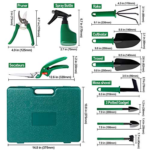 Gardening-Gifts Gardening Tools Set Garden Tools Set for Women Men Kid, Gardening Gloves Shears Portable Box Steel Garden Hand Tool Kit, Vegetable Herb Indoor Outdoor Storage Toolbox Gardener Supplies