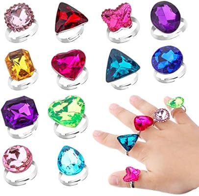 Richness Adjustable Little Girl Jewel Rings Kids Gift Play Rings Multi Shapes Colorful Princess Pretend Jewel Rings Box Packed 12pcs Amazon Sg Toys Games