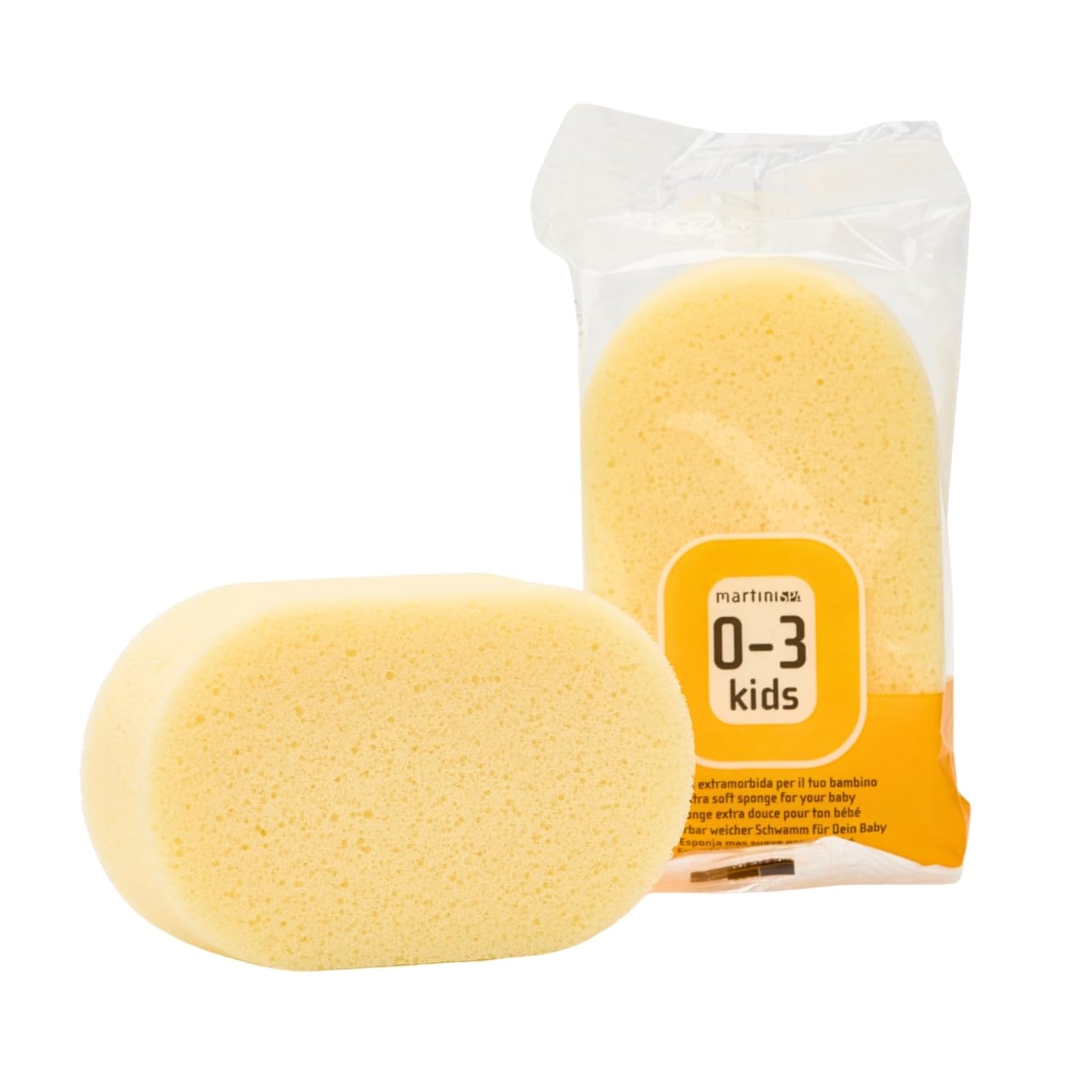 Martini SPA - Kids - Extra soft polyurethane baby sponge, beige, 14 x 8.5 x 3.5 cm, 29 g, 1 unit - Made in Italy
