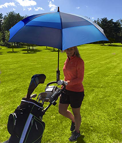 Procella Golf Umbrella Windproof Waterproof - 62 Inch Large Automatic Open Rain & Wind Resistant Vented Double Canopy - Best Golf-Sized Stick Umbrellas for Men and Women (Navy Blue/Light Blue)