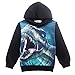Little Boys Casual Hoodies Long Sleeve Sweatshirts Toddler Dinosaur Hooded Pullover Shirts Tops for Kids 2-8 Years Black