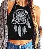 kaifongfu sales,Sexy Women Dreamcatcher Printed Backless Sleeveless Vest Blouse Tank Tops Shirt