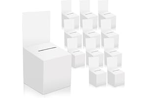 MOJIEZUO 12 Pack Raffle Box Donation for Fundraising, Ballot Cardboard Boxes with Slot for Ticket and Removable Header Charity for Collecting Business Card Voting Contes, 6 x 6 x 6 Inch