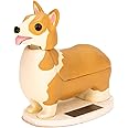 Kikkerland Solar Powered Corgi Dog Figurine: Fun Animal Decor for Home & Kitchen, Office Desk, Garden, Car – Great Novelty Toy Statue, Display Shelf Collectible, Holiday & Birthday Gift