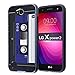 LG X Power 2 Case, LG Fiesta LTE Case, LG X Charge Case, LG K10 Power Case, LG LV7 Case, Capsule-Case Hybrid Fusion Dual Layer Slick Armor Case Black & Blue - (Blue Cassette Tape)