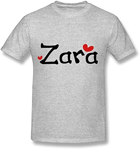 Name Zara Txt Hearts Vector Graphic Line Art Large T-shirt Ninholais Heavy Cotton O-Neck Gray T-shirt Man