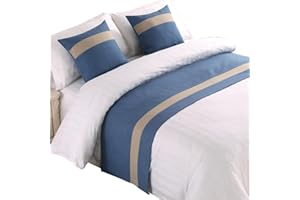 Lightolife Modern Bed Runner Decorative Bed End Scarf for Home Hotel Guesthouse, Aqua Blue, 82x19.5in/ 210x50cm