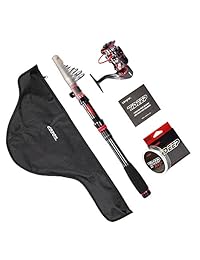LONPAR   Caña de pescar y carrete combinados de nailon libre y bolsa de transporte traje para viaje durable   ligero   portátil   práctico kit de caña de pescar de agua dulce o salada