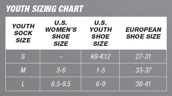 asics youth size chart