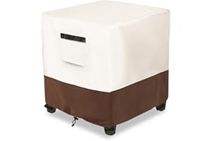 Osileyo Waterproof Patio Ottoman Cover,Square Patio Small Side Table Cover,Heavy Duty Outdoor Furniture Cover Size 22L x 22W x 18H inch(Beige&Brown)