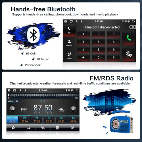 Inefala 8 Core 4+64G Radio for Peugeot 206 206cc Citroen C2 2001-2016 Android 15 with Wireless Carplay and Android Auto, 9'' Touch Screen Stereo Radio with Bluetooth 59UI 32 EQ DSP GPS FM/RDS SWC