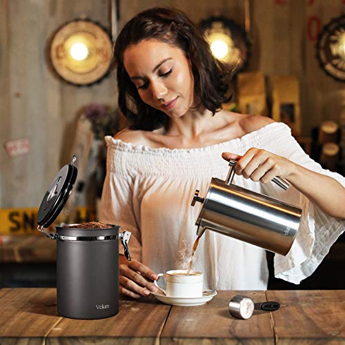 Veken Coffee Canister is a popular product that is designed to store coffee beans, ground coffee, and other food items. This coffee canister is made of high-quality stainless steel that is durable, rust-resistant, and easy to clean. It has a sleek and stylish design that matches different kitchen decor styles.