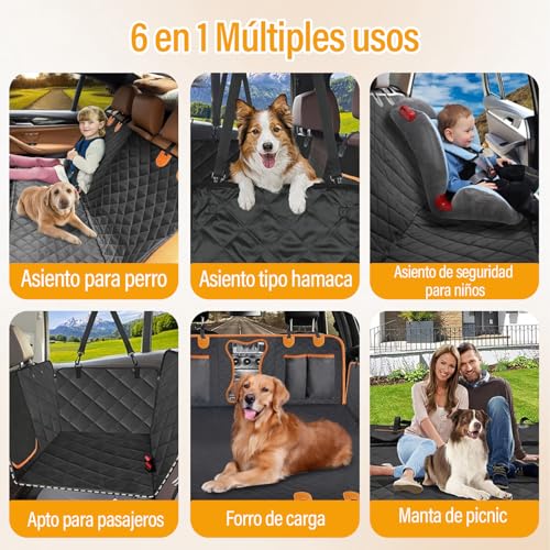 GALASALA Cubre Asientos para Auto Perro, Cubreasientos para Carro Perros, Protector de Asientos Mascotas, Con Comedero Plegable, Antirrozaduras Impermeable, Adecuado Automóviles Camiones SUV Maleteros