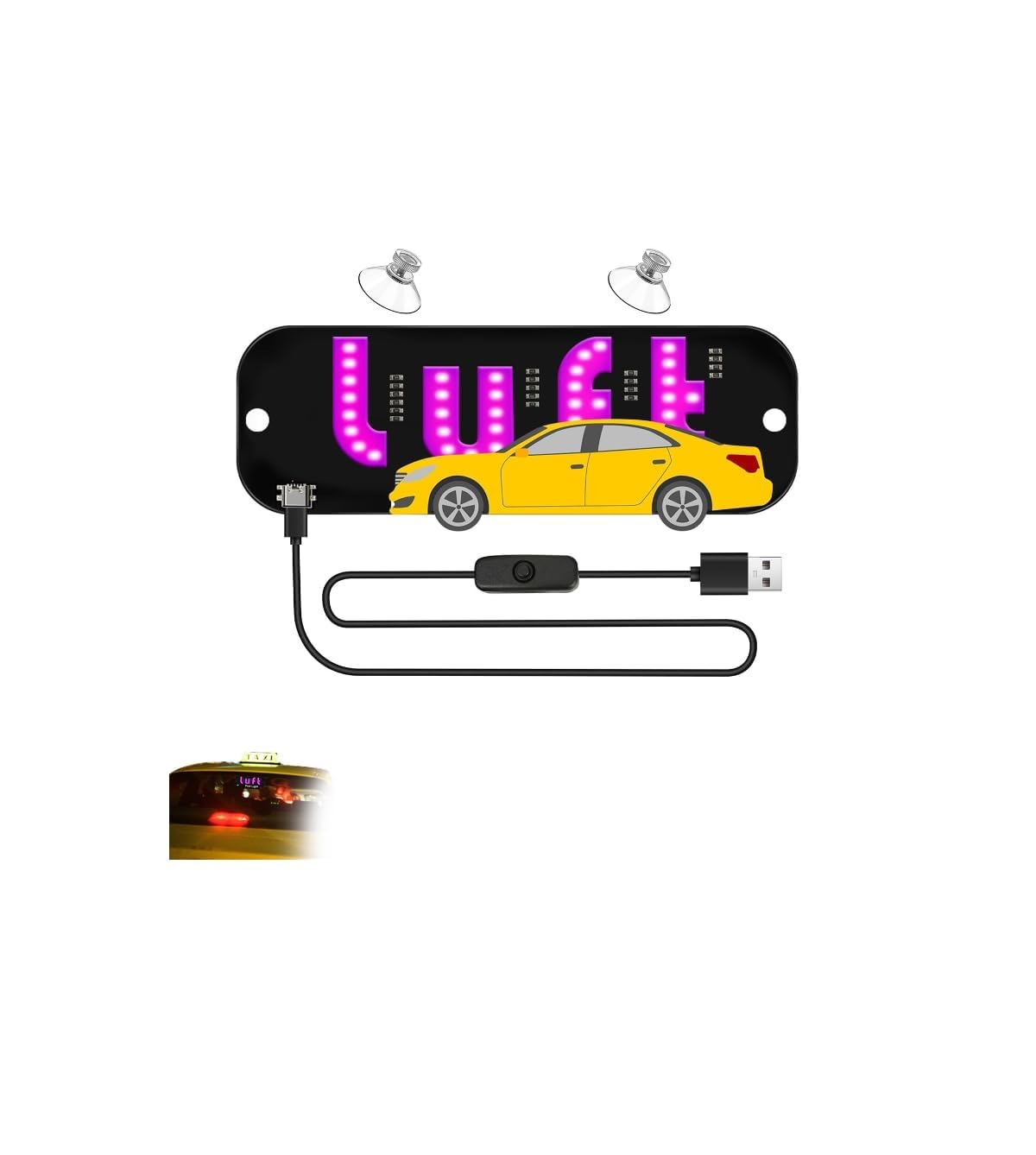 Photo 1 of **FOR PARTS ONLY/NON-FUNCTIONAL** USB LED Light Sign for Drivers,Windshield Taxi Sign with Scrolling Display, Easy Suction Cup Installation for Cars, Trucks, SUVs (Lyft-pink)