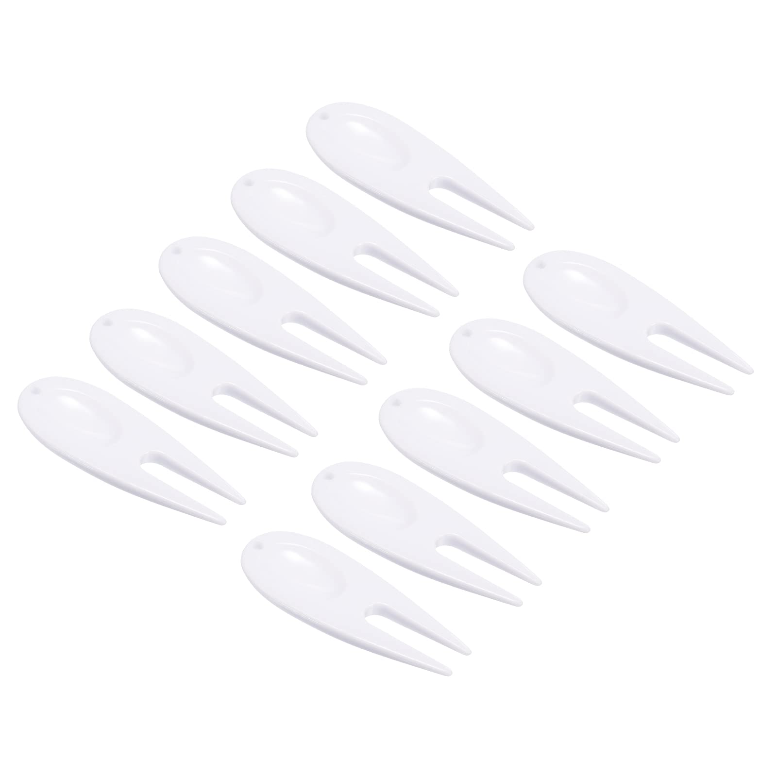 PATIKIL Plastic Golf Divot Tool, 10pcs Repair Forks Ball Marker Accessory for Golf Sport, White