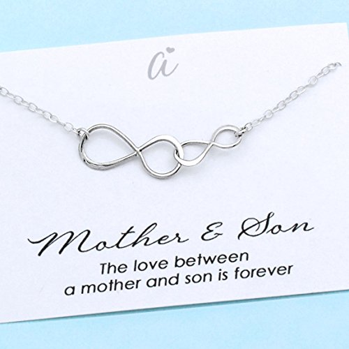 Mother and Son Necklace • Personalized Boy Mom Gift • Sterling Silver Double Infinity • Infinite Love