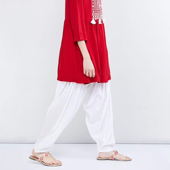 Women's cotton patialas Bottom (NOSWCPWH20_ White_ Large)