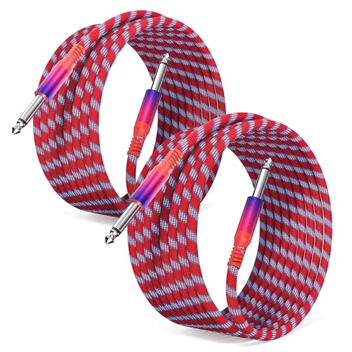 Elebase Ts Gitarrenkabel 6,35Mm 6M/20Ft 2 Stück,1/4&Quot; Jack Stecker Instrumentenkabel,6.3Mm Klinke Auf 6.3Mm Klinke Audio Kabel Für Gitarre,E-Gitarre,Bass,Verstärker,Amp,Keyboard,Lautsprecher