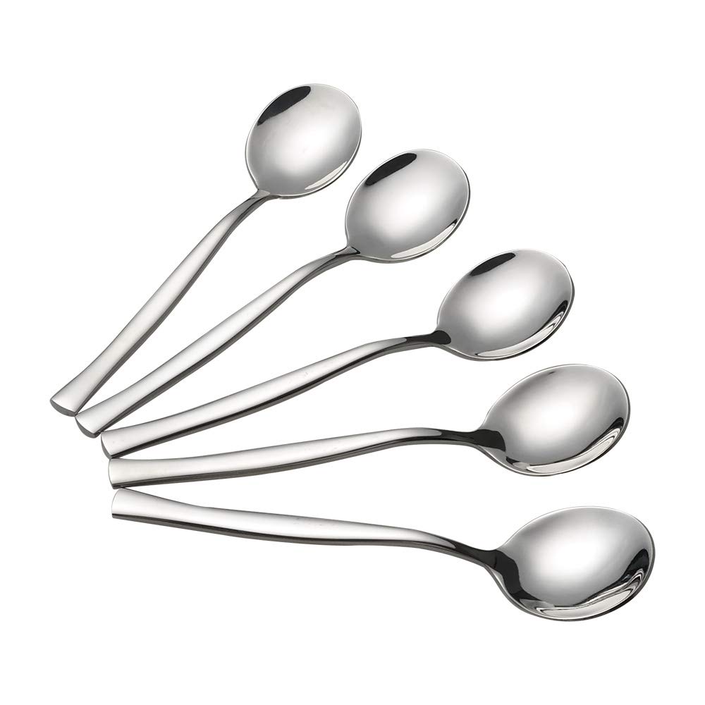 Xowine 12-Piece Stainless Steel Round Spoon, Soup Spoon