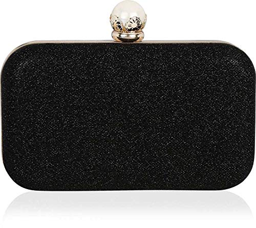 Tooba Handicraft Party Wear Beautiful Bling Pearl Box Clutch Bag Purse For Bridal, Casual, Party, Wedding