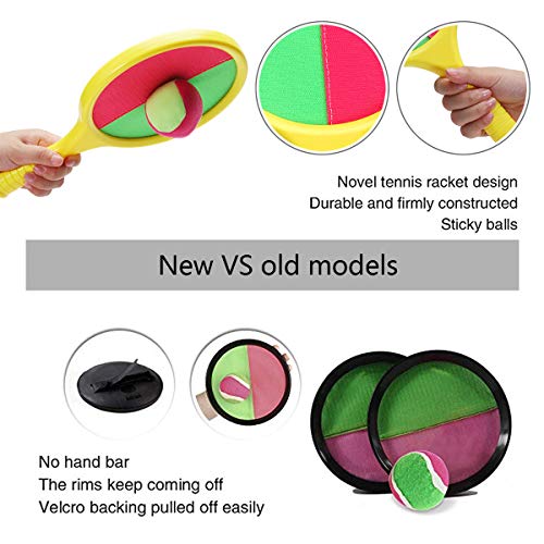 TOCO FREIDO (New Version) Toss and Catch Ball Set for Kids- Self Stick Paddle Game with 2 Rackets, 1 Plush Balls & 1 Adsorption Ball and 1 Gift Box for Children
