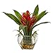 Nearly Natural Bromeliad Pair with Glass Vase Arrangement (Set of 2)