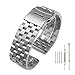 Hstrap Brushed Silver/Black 316L Metal Watch Band Solid Stainless Steel Watch Bands Bracelet Strap 20mm/22mm/24mm Double Locking Clasp Replacement Strap for Men Women