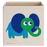 kaikai & ash, Toy Storage Canvas Box and Organizer, Collapsible, Large 13-inch, Animal Collection - Witty Elephant