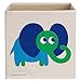 kaikai & ash Foldable Canvas Storage Box, 13 inch Toy Cube Bin, Large, Witty Elephant