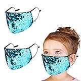 2pcs Kids Fashion Bling Sequin Face Cloth Masks