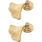 Geenite Furniture Knob Handles Golden Drop Pendant Pull Handle Fashion Ginkgo Leaf Shape Dresser Knobs for Kitchen Bathroom Cabinet Door Drawer 2 pcs