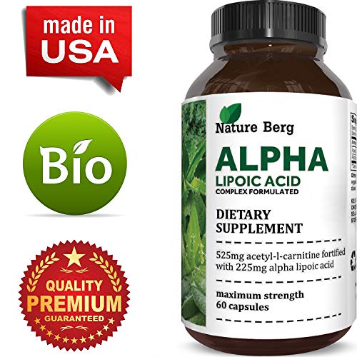 Potent Alpha Lipoic Acid Weight Loss Pills Powerful Antioxidant Amino Acids Lose Belly Fat Natural Supplement for Building Muscle Boosts Creatine Uptake in Muscles 60 Capsules by Nature Berg