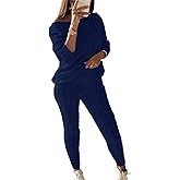 Lucuna Women's 2025 Fall Sweater Set 2 Piece Outfits Cable Knit Chunky Crew Neck Pullover Top Pants Loungewear